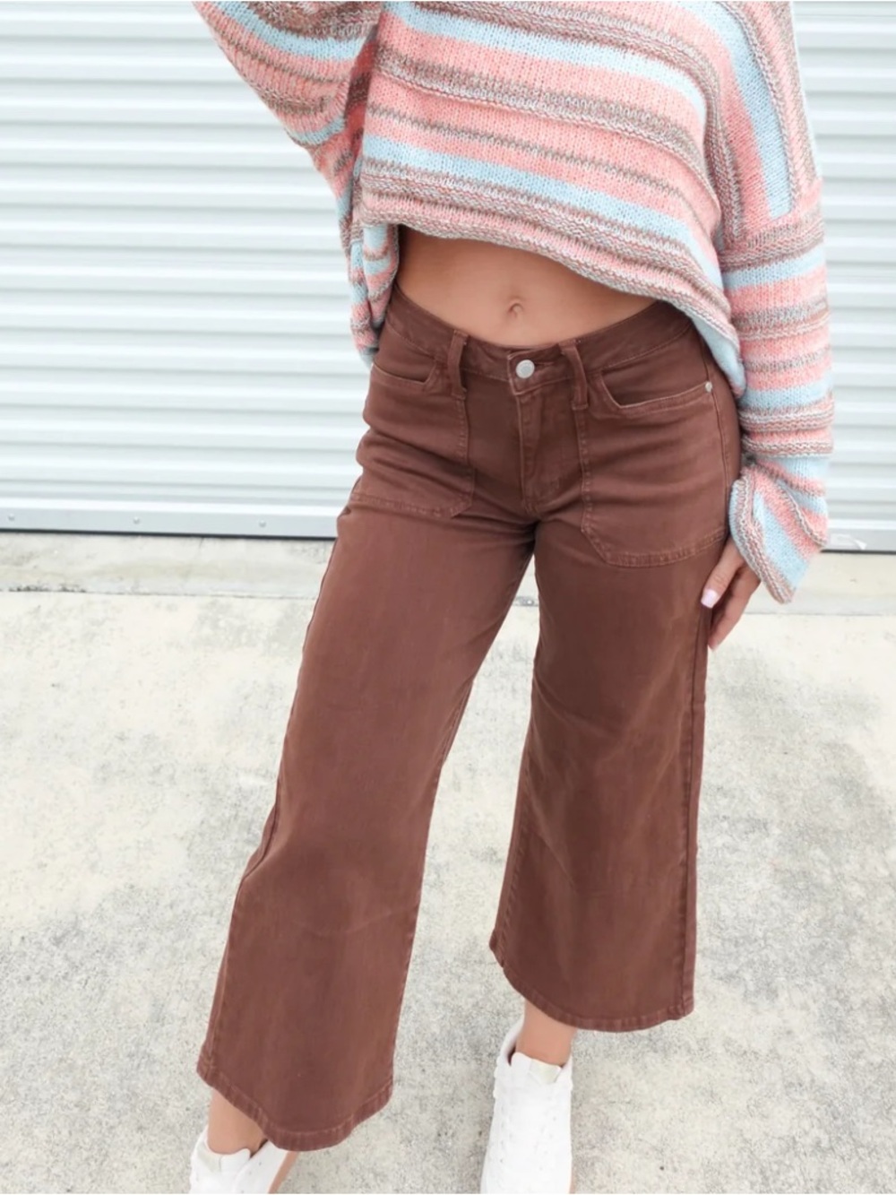 Judy Blue Wide Leg Crop utility Jeans size 5 size 27 Sweet Maple